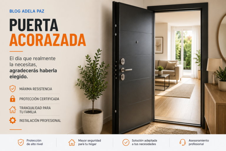 Puerta acorazada de alta seguridad instalada en una vivienda con asesoramiento profesional para mejorar la protección del hogar.
